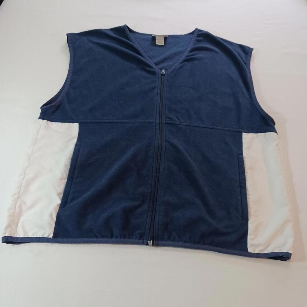 K-Swiss Apparel Full Zip Pockets Men's Blue & White V-Neck Vest Size XL